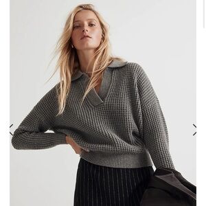 Madewell Waffle-Knit Henley Sweater Size Small NWT